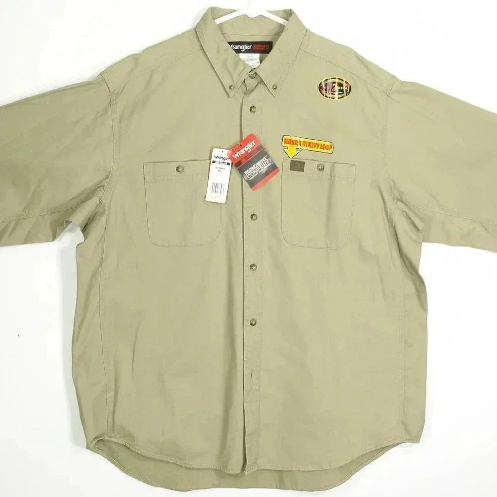 Wrangler Men's Riggs Workwear Twill Button Down Work Shirt Khaki